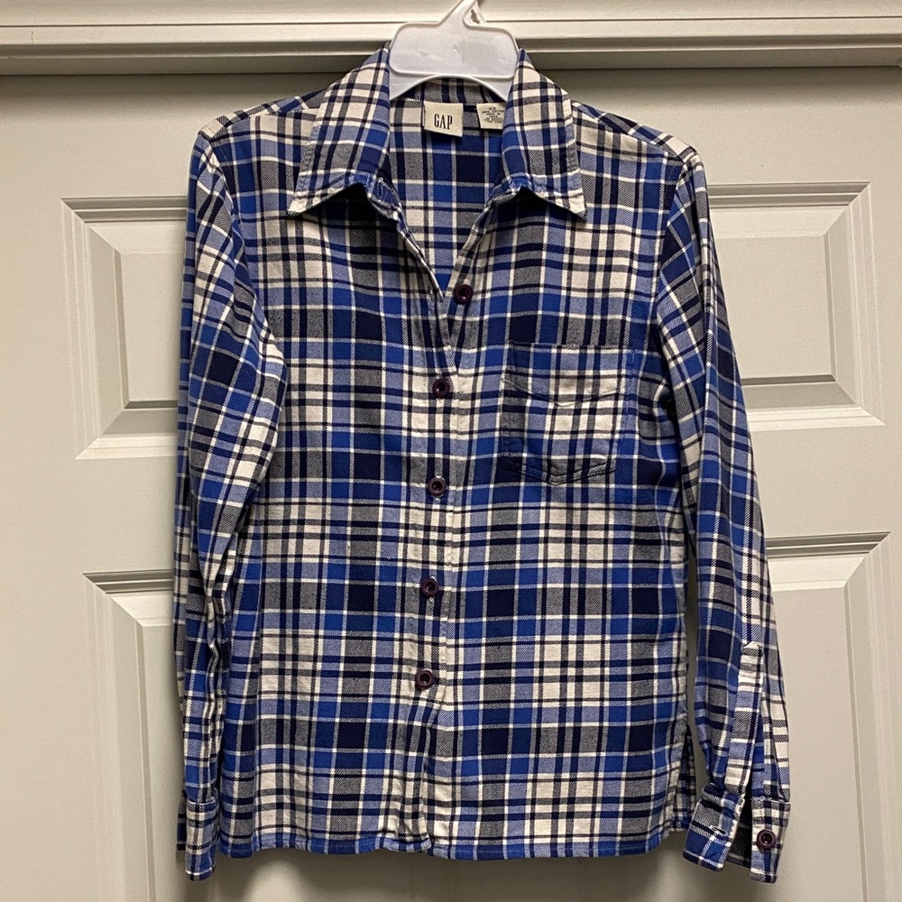 Vintage GAP Casual Flannel Blue and White Checkered Shirt